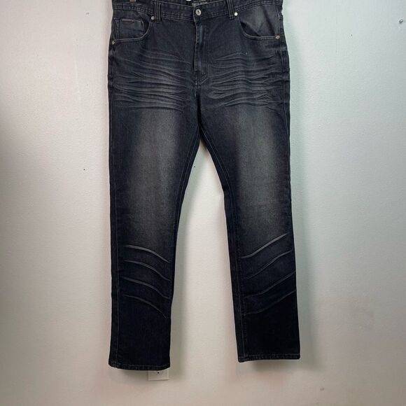 Parish Nation Black Straight-Leg Jeans with Subtle Fading Size W38 L34 EUC - Picture 1 of 6